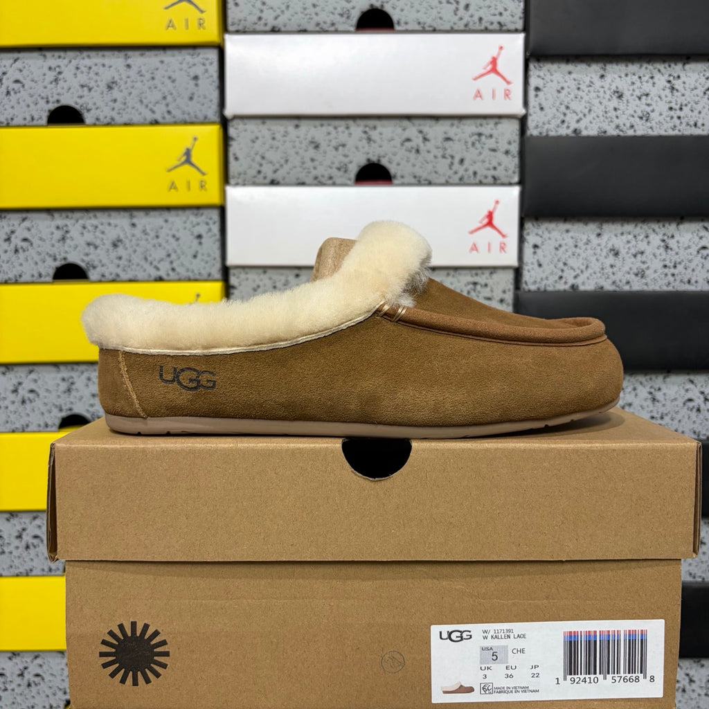 UGG Ansley Moccasin Slipper – Chestnut (Style #W1171391) | Sizes 35–40