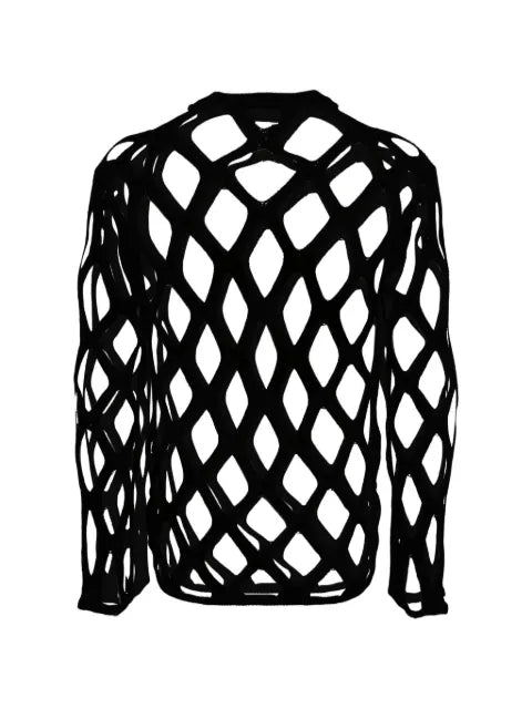 Black Comme Des Garçons open-knit long-sleeve sweater