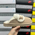 UGG Embroidered Half-Toe Slipper – Khaki (Style #5095) | Sizes 35–40