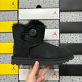 UGG Mid-Shaft Snow Boots – Black | Wood Buckle | Style #6422 | Sizes 35–40