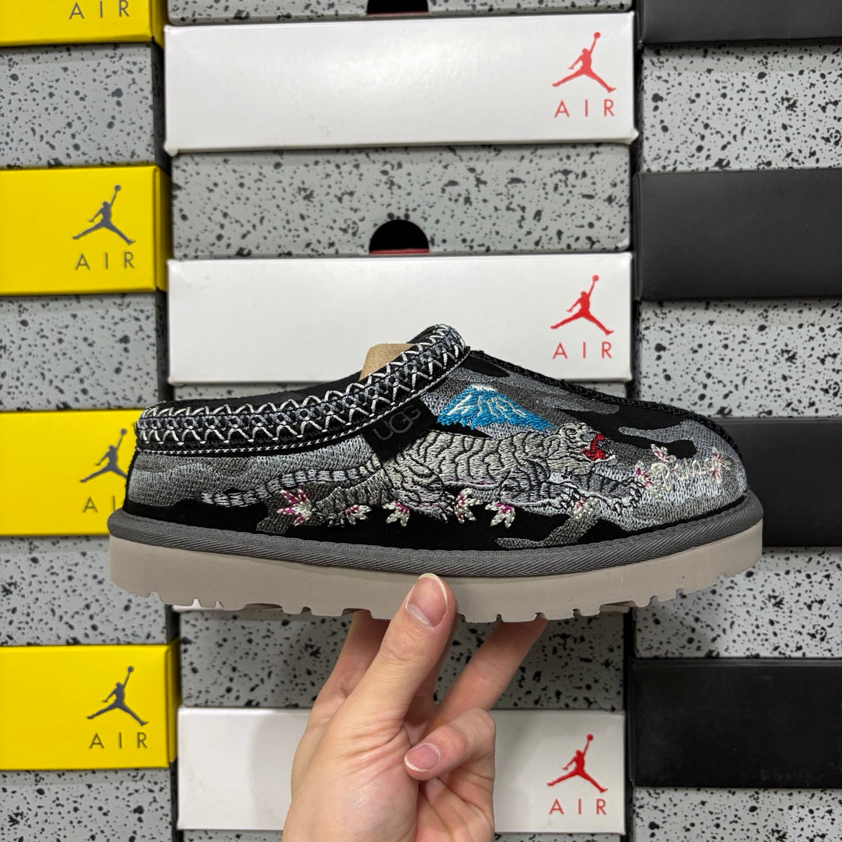 UGG Dragon & Tiger Embroidered Mini Boot – Black (Style #2553) | Sizes 36–45