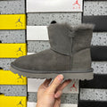 UGG Mid-Shaft Snow Boots – Gray | Wood Buckle | Style #6422 | Sizes 35–40